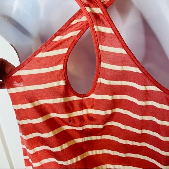 Ann Taylor Loft Lou & Grey Stripe Criss Cross Back Tank Top Coral Orange XS - Picture 6 of 8